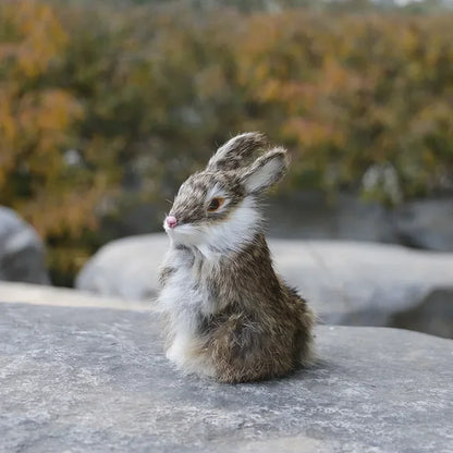Dekorativer Hase 14 cm – Tierfigur mit Kunstfell für Wohn- und Osterdekoration