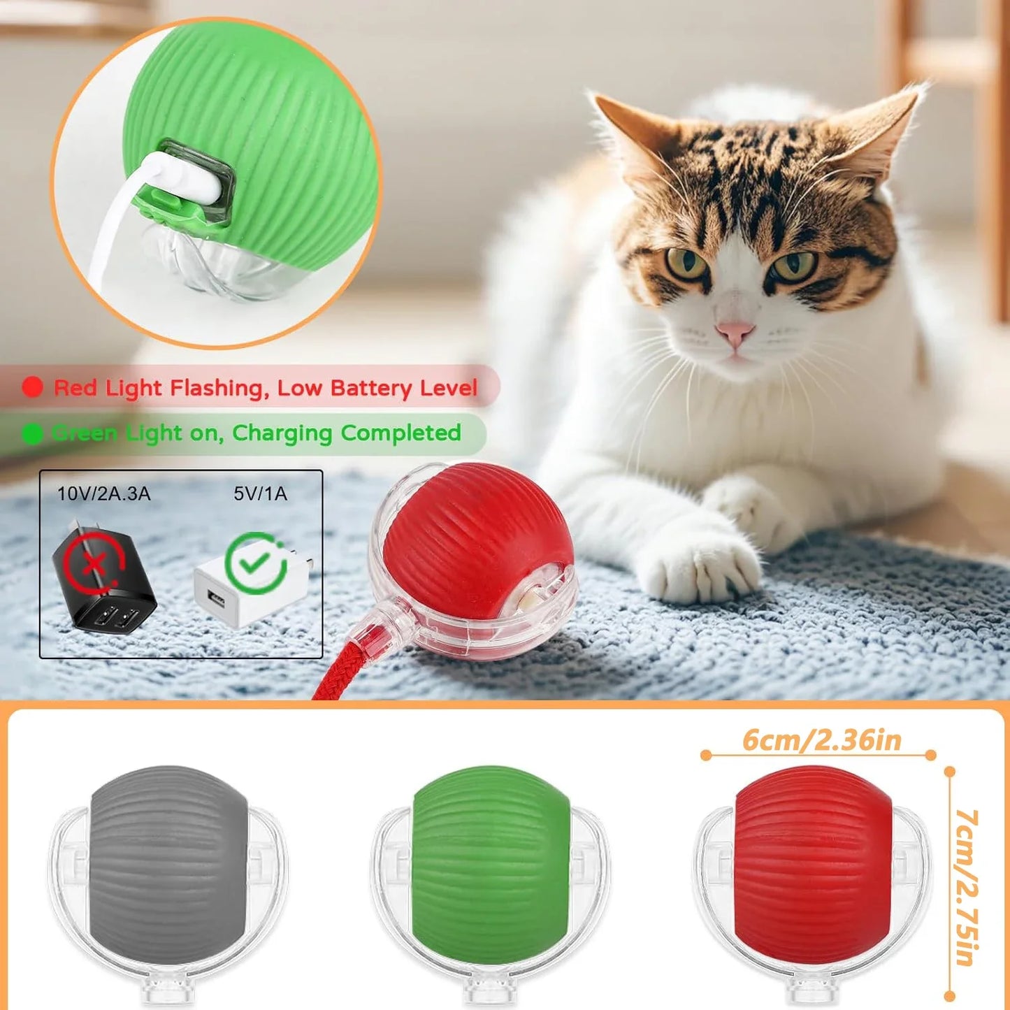 🐾 Intelligenter Interaktiver Spielball für Hunde & Katzen – Automatisch rollend mit Schwanz, wiederaufladbares elektrisches Haustierspielzeug mit Bewegungs- & Maus-Simulation