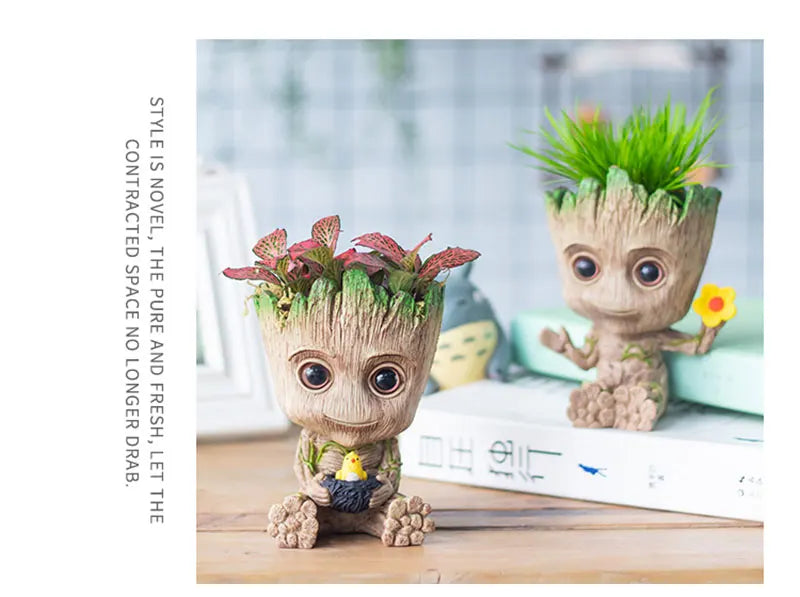Miniatur Dekofigur 5 cm, Cartoon Baum-Männchen Desktop Ornament, Handgefertigte Büro- und Wohnraumdekoration