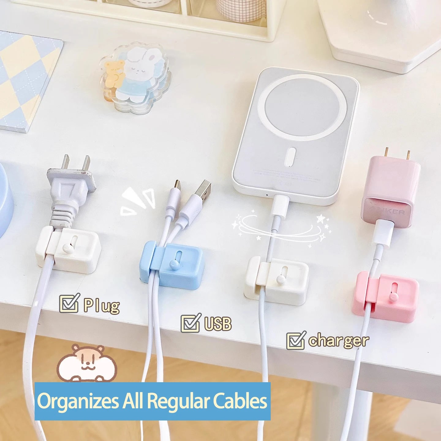 Kabel-Management-Clip für den Schreibtisch – Selbstklebender Kabelhalter für USB- und Datenkabel, einfache Montage am Tischrand