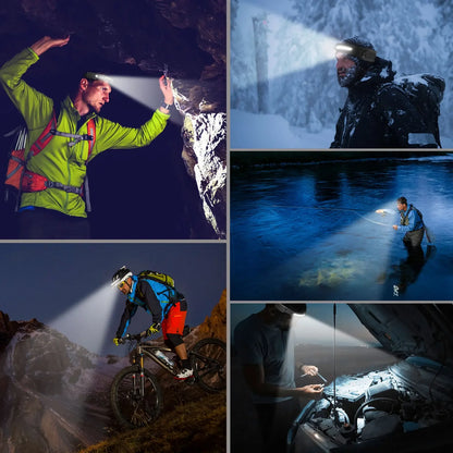 USB wiederaufladbare LED Stirnlampe – COB Arbeitslicht, wasserdicht, Sensorlicht, ideal für Angeln, Camping & Outdoor