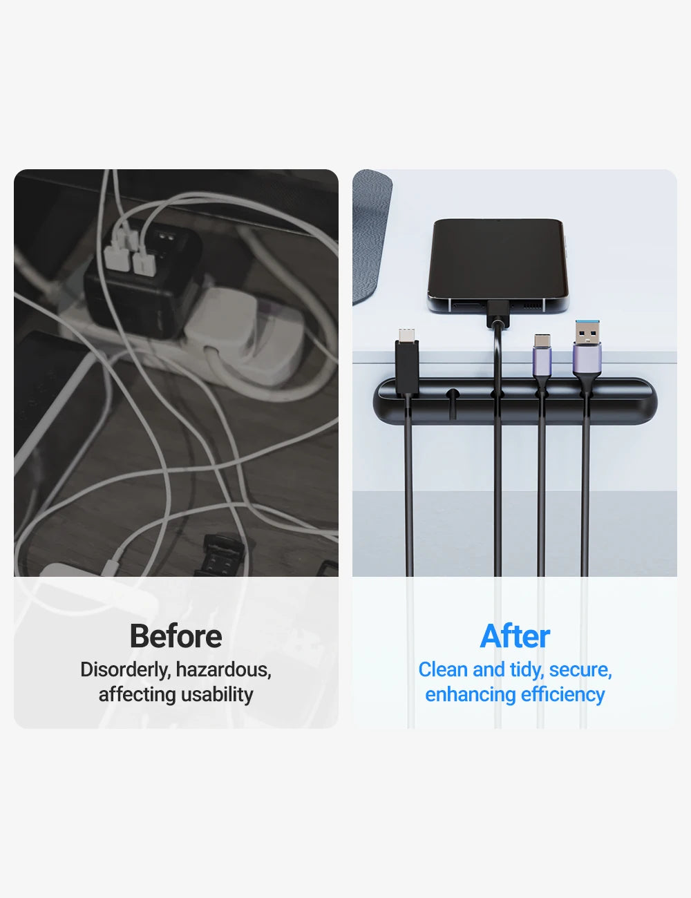 Selbstklebende Kabelclips – Kabelhalter für Schreibtisch, Nachttisch, USB- und Stromkabel, Maus- und Datenkabel