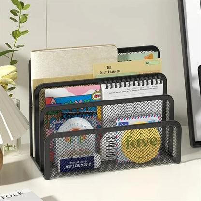 Metall Mesh Schreibtisch Organizer 3-fach – Dokumentenhalter für Büro, Papier und Magazine