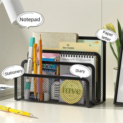 Metall Mesh Schreibtisch Organizer 3-fach – Dokumentenhalter für Büro, Papier und Magazine