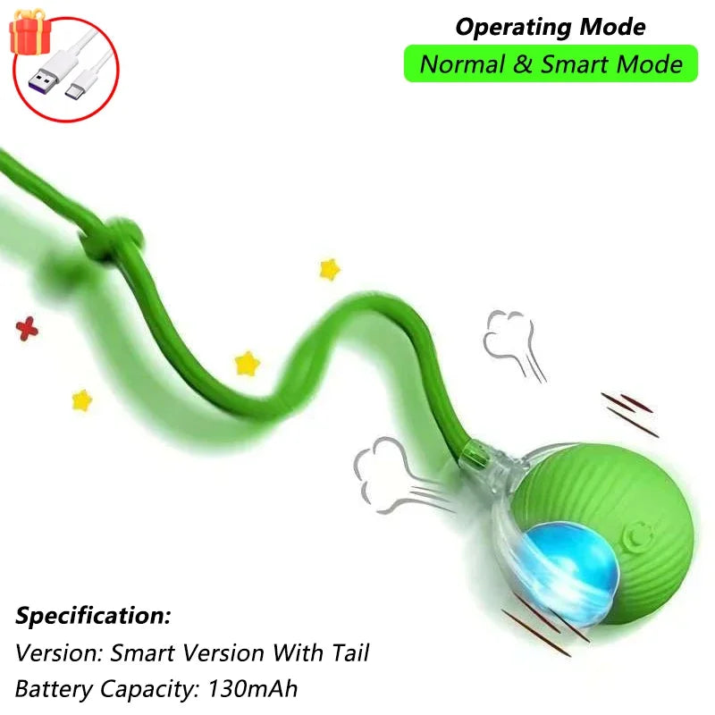 🐾 Intelligenter Interaktiver Spielball für Hunde & Katzen – Automatisch rollend mit Schwanz, wiederaufladbares elektrisches Haustierspielzeug mit Bewegungs- & Maus-Simulation