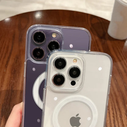 iPhone Hülle mit Magesafe – Transparentes Wireless Charging Case, Stoßfest, Schutz für iPhone 11–17 Pro/Max/Mini/Plus