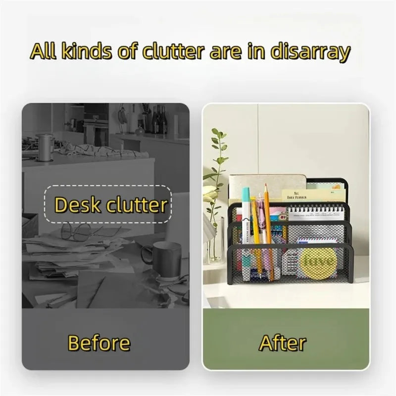 Metall Mesh Schreibtisch Organizer 3-fach – Dokumentenhalter für Büro, Papier und Magazine