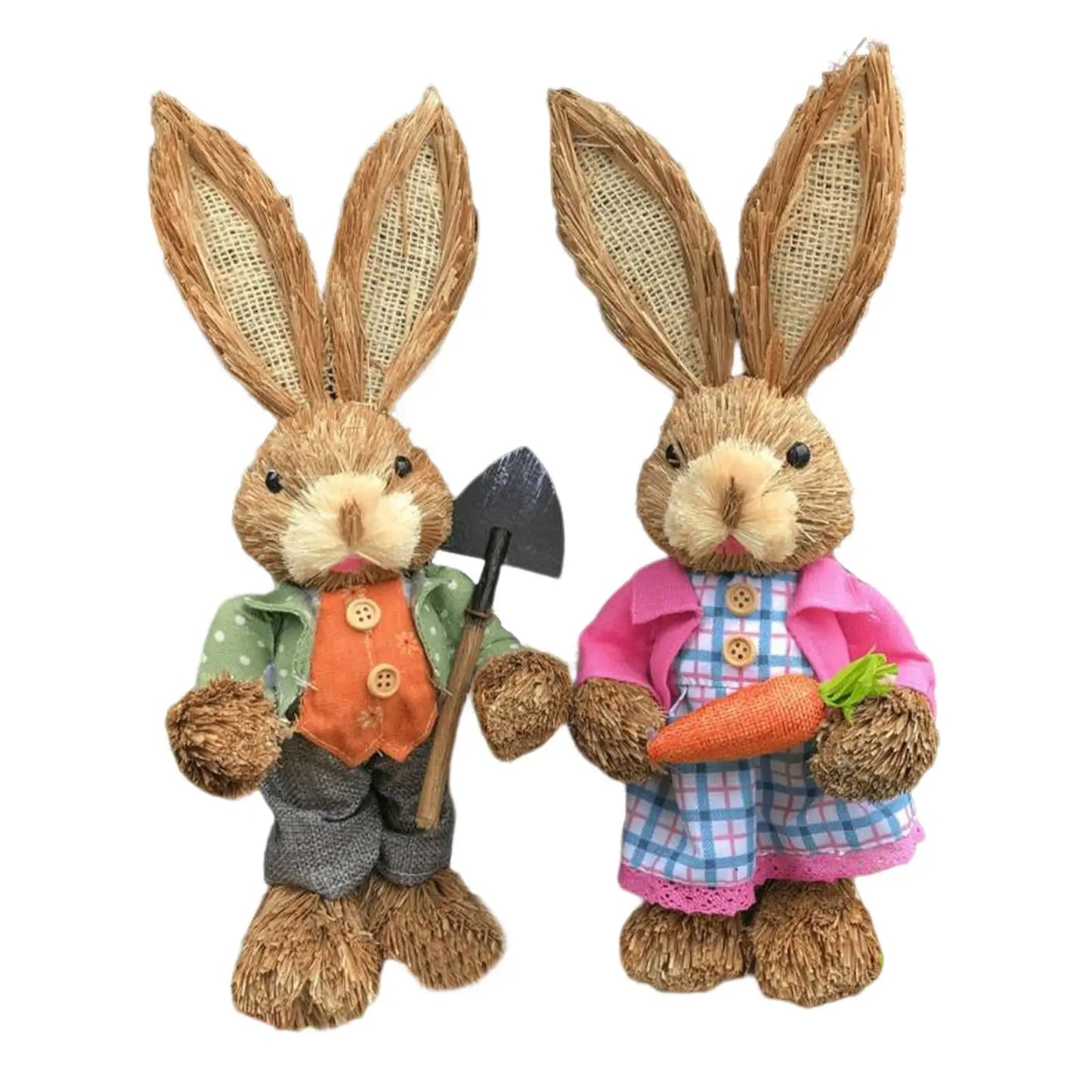 Niedlicher Osterhase aus Stroh – Dekofigur für Haus und Garten, stehender Osterhase 35 cm