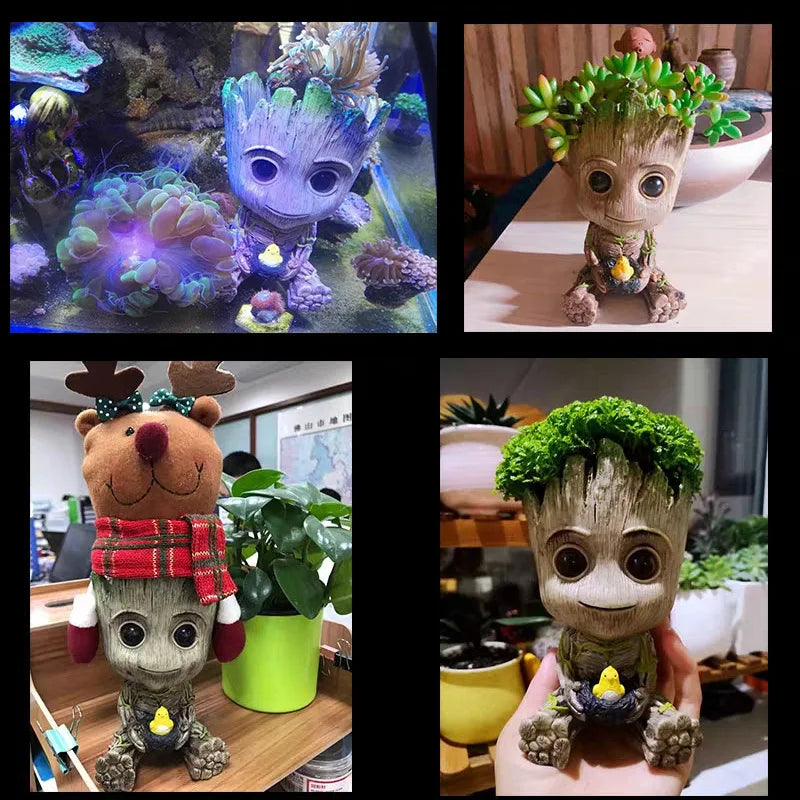 Miniatur Dekofigur 5 cm, Cartoon Baum-Männchen Desktop Ornament, Handgefertigte Büro- und Wohnraumdekoration