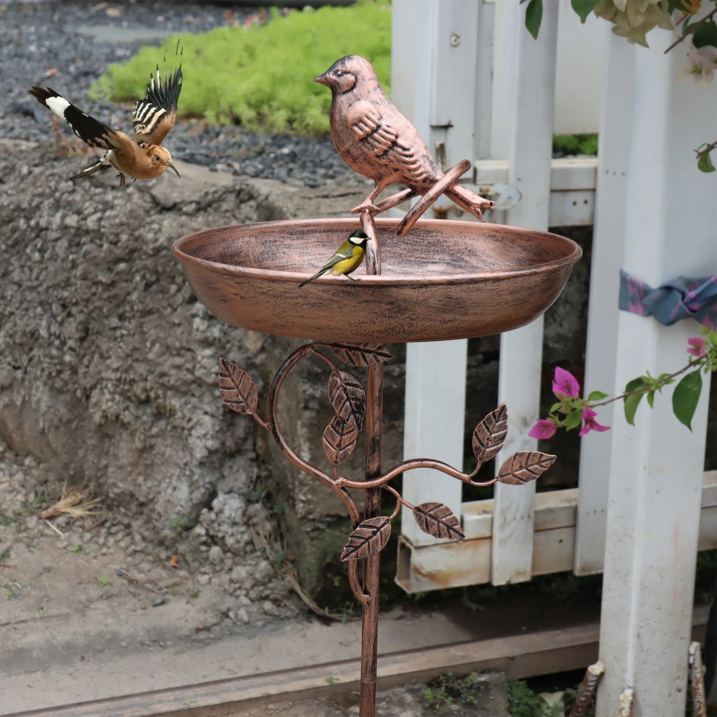 Vintage Vogeltränke Garten – Stand Vogelbad aus Eisen für Outdoor Dekoration