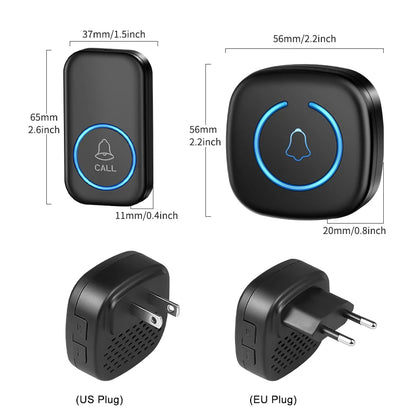 Kabellose Smart-Türklingel – 300M Reichweite, 60 Melodien, Fernbedienung, US/EU/UK Stecker
