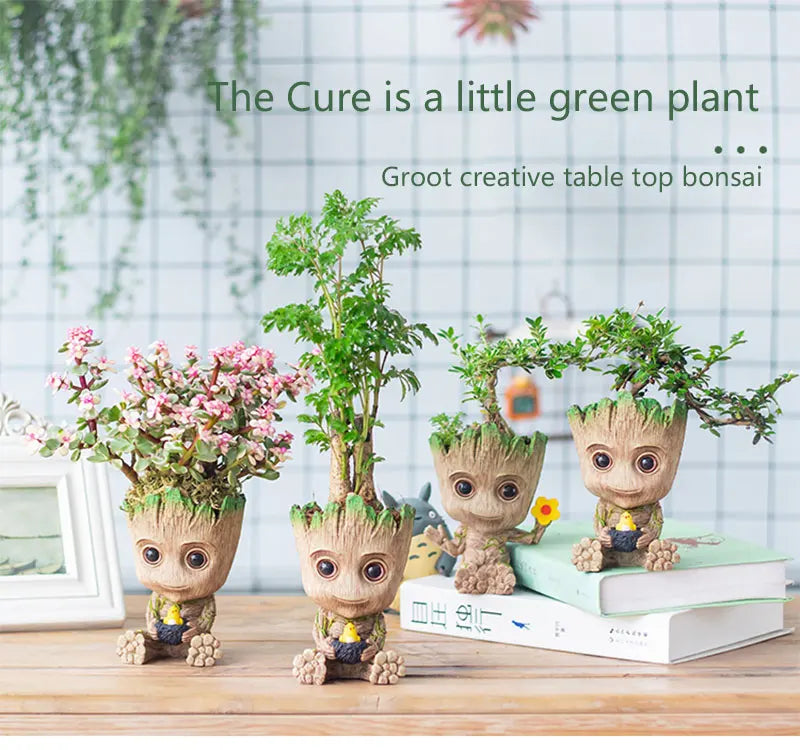 Miniatur Dekofigur 5 cm, Cartoon Baum-Männchen Desktop Ornament, Handgefertigte Büro- und Wohnraumdekoration