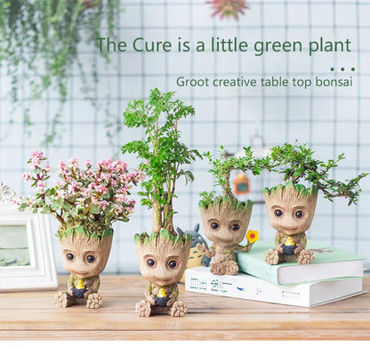 Miniatur Dekofigur 5 cm, Cartoon Baum-Männchen Desktop Ornament, Handgefertigte Büro- und Wohnraumdekoration
