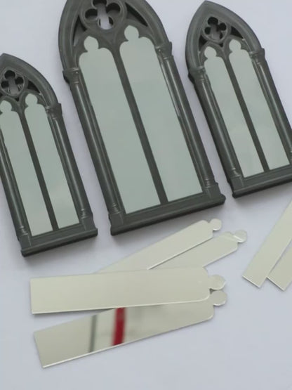 Gothic Fensterbogen Spiegel 3 Stück – Stilvolle Vintage Deko für Tisch, Regal & Home Interior